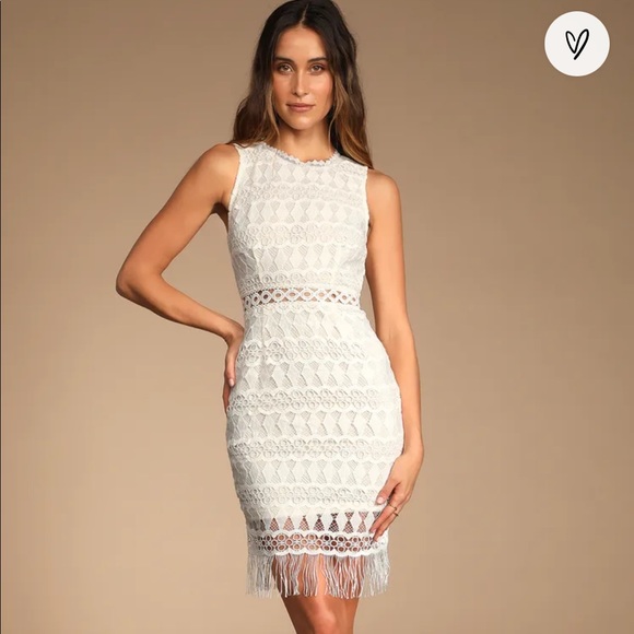 Lulus Dresses & Skirts - LULUS White Crochet Lace Dress. Bodycon, sleeveless, rounded neckline SIZE Small